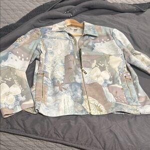 St. John Blue and Gray Blazer Elegant Suit Jacket